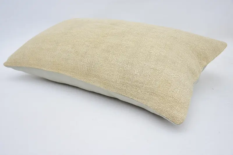 Ikat Pillow Case, Handmade Kilim Cushion, Vintage Kilim Pillow, Cushion Cover, 12x20 Beige Cushion, Pillow for Couch, Authentic Pillow - 5