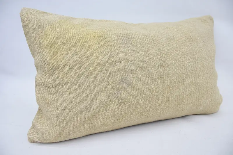 Ikat Pillow Case, Handmade Kilim Cushion, Vintage Kilim Pillow, Cushion Cover, 12x20 Beige Cushion, Pillow for Couch, Authentic Pillow - 2