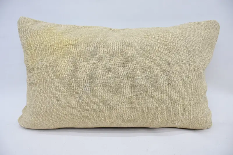 Ikat Pillow Case, Handmade Kilim Cushion, Vintage Kilim Pillow, Cushion Cover, 12x20 Beige Cushion, Pillow for Couch, Authentic Pillow - 1