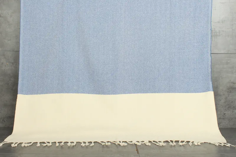 Personalized Turkish Towel Sax Blue Chevron, 36x71 Inches