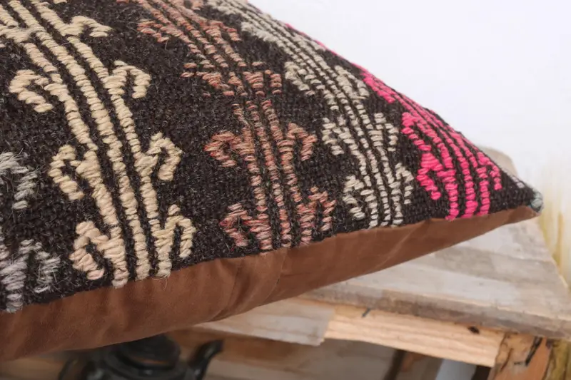 Kilim Pillow, Customized Pillow, Handmade Kilim Cushion, 18x18 Pink Cushion, Neutral Throw Pillow Case, Pillow, Turkish Pillow - 6