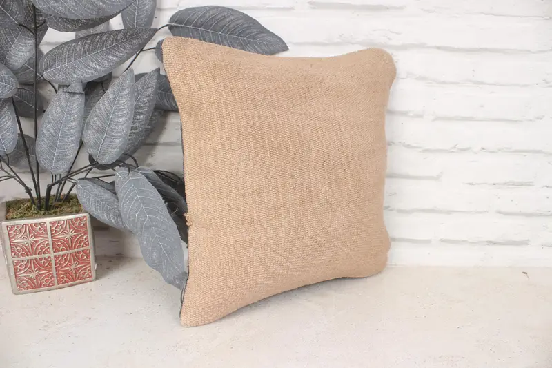 Tribal Pillow Cover, Throw Kilim Pillow, Gift Pillow, 14x14 Beige Cushion Case, Pillow, Christmas Pillow Sham, Interior Designer Pillow - 3