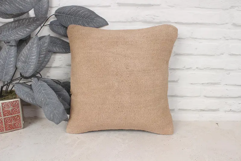 Tribal Pillow Cover, Throw Kilim Pillow, Gift Pillow, 14x14 Beige Cushion Case, Pillow, Christmas Pillow Sham, Interior Designer Pillow - 1