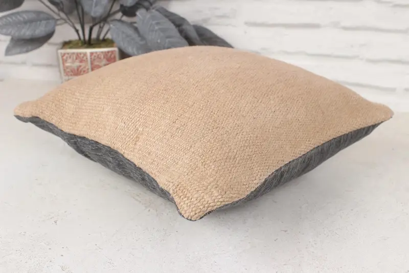 Tribal Pillow Cover, Throw Kilim Pillow, Gift Pillow, 14x14 Beige Cushion Case, Pillow, Christmas Pillow Sham, Interior Designer Pillow - 6