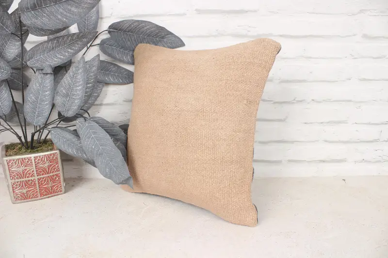 Tribal Pillow Cover, Throw Kilim Pillow, Gift Pillow, 14x14 Beige Cushion Case, Pillow, Christmas Pillow Sham, Interior Designer Pillow - 4