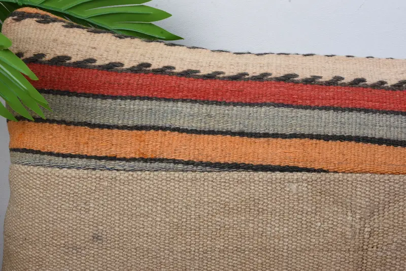 Toss Cushion Case, Vintage Kilim Throw Pillow, Throw Kilim Pillow, Antique Pillows, Aesthetic Cushion Cover, Pillow Sham, 12x20 Beige Cushion Cover - 2