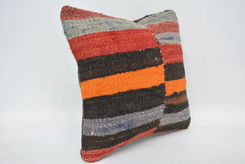 Handmade Kilim Cushion, 12x12 Brown Pillow Cover, Handwoven Pillow Cover Cushion Case, Kilim Pillow Cover, Vintage Kilim Throw Pillow, Pillow Sham - 3