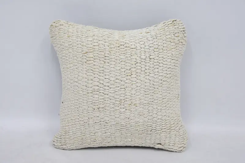 Kilim Pillow Cover, Ethnical Kilim Rug Pillow, 12x12 White Pillow Case, Handwoven Pillow Cover Cushion, Pillow Cover, Kilim Cushion Sham - 1