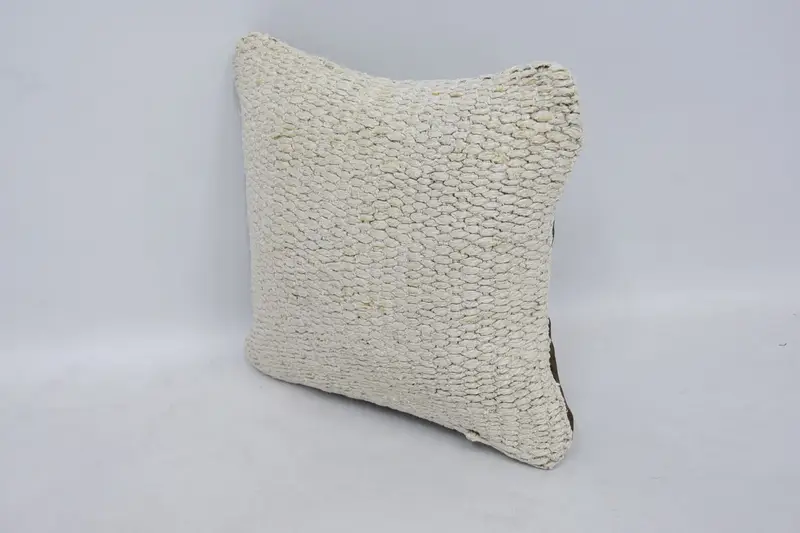 Kilim Pillow Cover, Ethnical Kilim Rug Pillow, 12x12 White Pillow Case, Handwoven Pillow Cover Cushion, Pillow Cover, Kilim Cushion Sham - 4