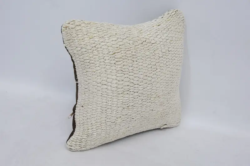 Kilim Pillow Cover, Ethnical Kilim Rug Pillow, 12x12 White Pillow Case, Handwoven Pillow Cover Cushion, Pillow Cover, Kilim Cushion Sham - 3