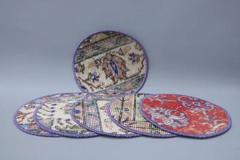 レッド&ブロンズのキリムプレースマット、本物のトルコウールダイニングアクセサリー