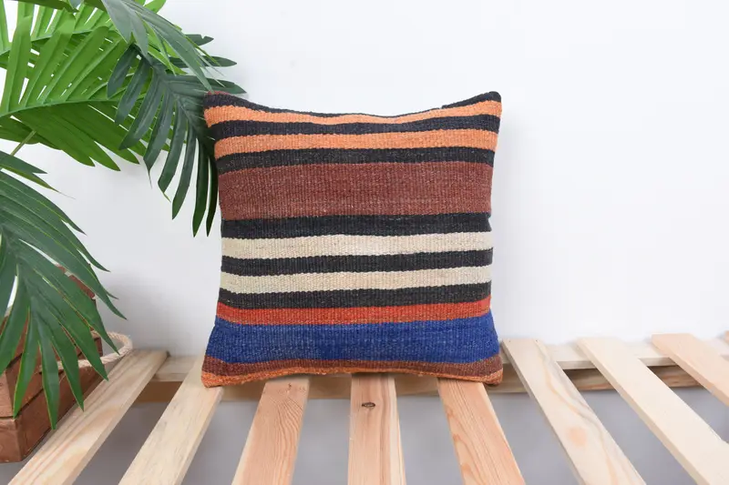 Vintage Kilim Pillow, Outdoor Bolster Pillow Cover, Vintage Kilim Throw Pillow, Boho Pillow, Cushion Case, 12x12 Red Pillow Sham - 1