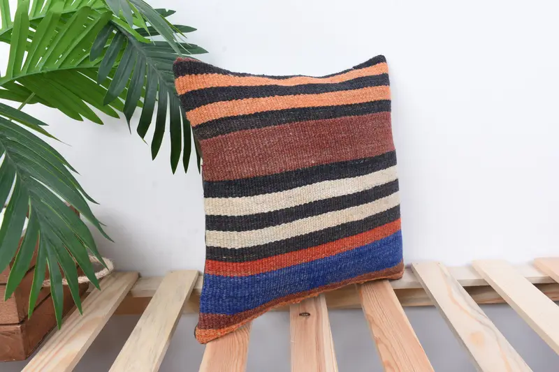Vintage Kilim Pillow, Outdoor Bolster Pillow Cover, Vintage Kilim Throw Pillow, Boho Pillow, Cushion Case, 12x12 Red Pillow Sham - 4