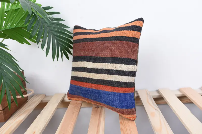 Vintage Kilim Pillow, Outdoor Bolster Pillow Cover, Vintage Kilim Throw Pillow, Boho Pillow, Cushion Case, 12x12 Red Pillow Sham - 5