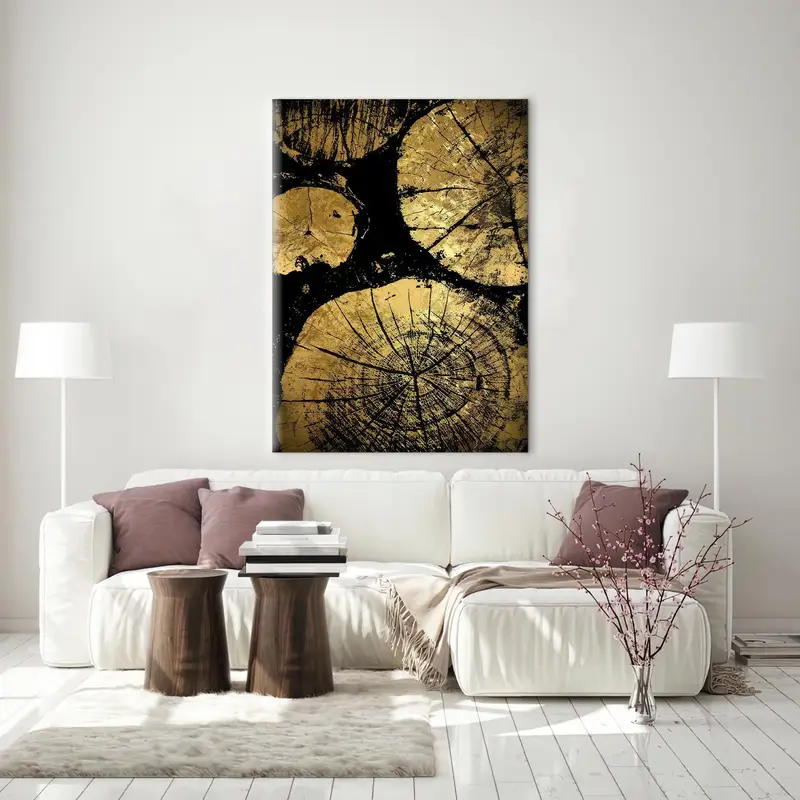 Wood Crack Art, Gold Canvas Art, Black Art Decor, Wood Wall Decor, Wall Hanging Art, Farmhouse Art Decor, Gift For Him, Office Art Decor - 3