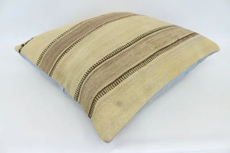 Hippie Throw Cushion Cover, Gift Pillow, Handmade Kilim Cushion, Pillow Sham, 28x28 Beige Pillow, Throw Kilim Pillow, Handmade Rug Seat Cushion Case - 6