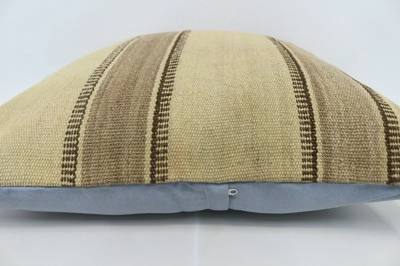 Hippie Throw Cushion Cover, Gift Pillow, Handmade Kilim Cushion, Pillow Sham, 28x28 Beige Pillow, Throw Kilim Pillow, Handmade Rug Seat Cushion Case - 5