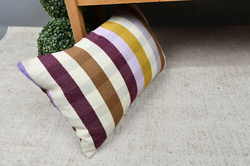 Home Decor Pillow, Cotton Pillow, Turkish Rugs Cushion Cover, Cushion Cover, Boho Pillow Sham Cover, 16x24 Beige Pillow Cover, Kilim Pillow - 7