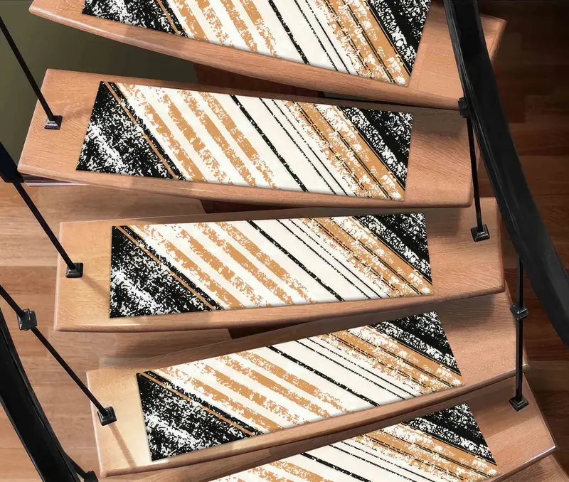 Black & Orange Minimalist Kilim Design Printed Rug