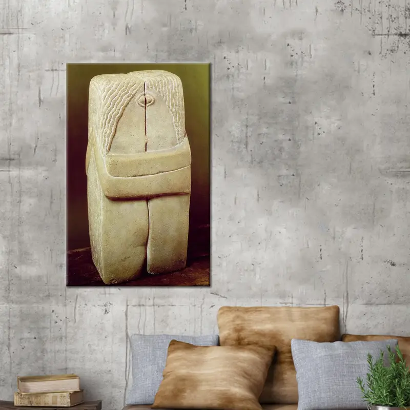 Moderne abstrakte Leinwand: Surrealer Kunstdruck eines küssenden Paares