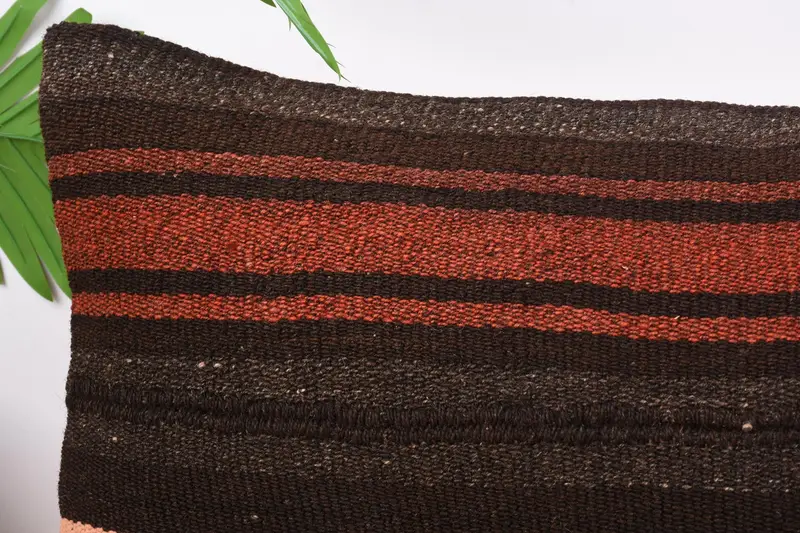 Throw Kilim Pillow, Turkish Pillow, Kilim Pillow Cover, Accent Cushion Case, Chair Cushion, 12x36 Brown Pillow Case, Cushion Case - 2