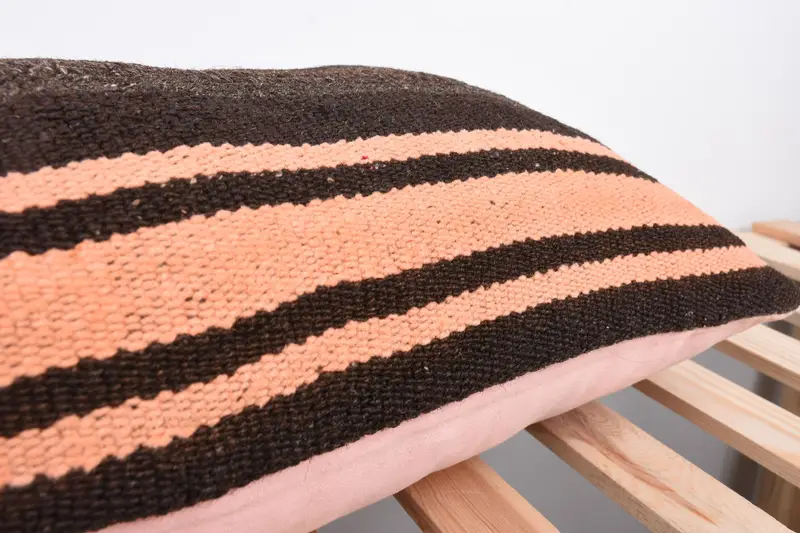Throw Kilim Pillow, Turkish Pillow, Kilim Pillow Cover, Accent Cushion Case, Chair Cushion, 12x36 Brown Pillow Case, Cushion Case - 7