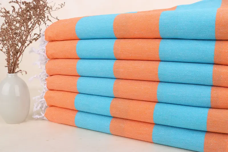 Brautjungfern-Geschenk, besticktes Strandtuch, Orange-Türkis, 101,6 x 180 cm