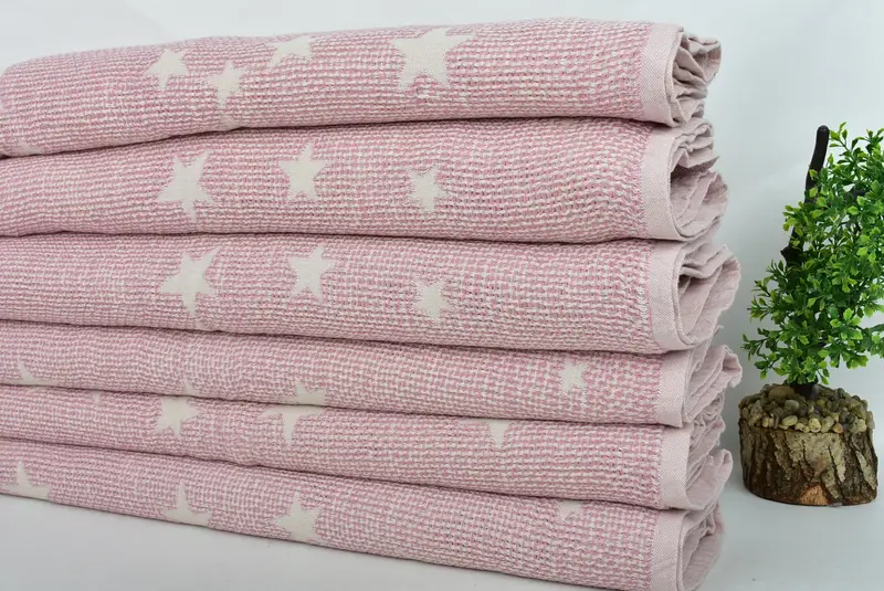 Organic Beach Blanket, Monogram Blanket, 50x48 Cotton Star Design Towel, Bridesmaid Gifts, Personalized Blanket, Anniversary Gift For Her - 4