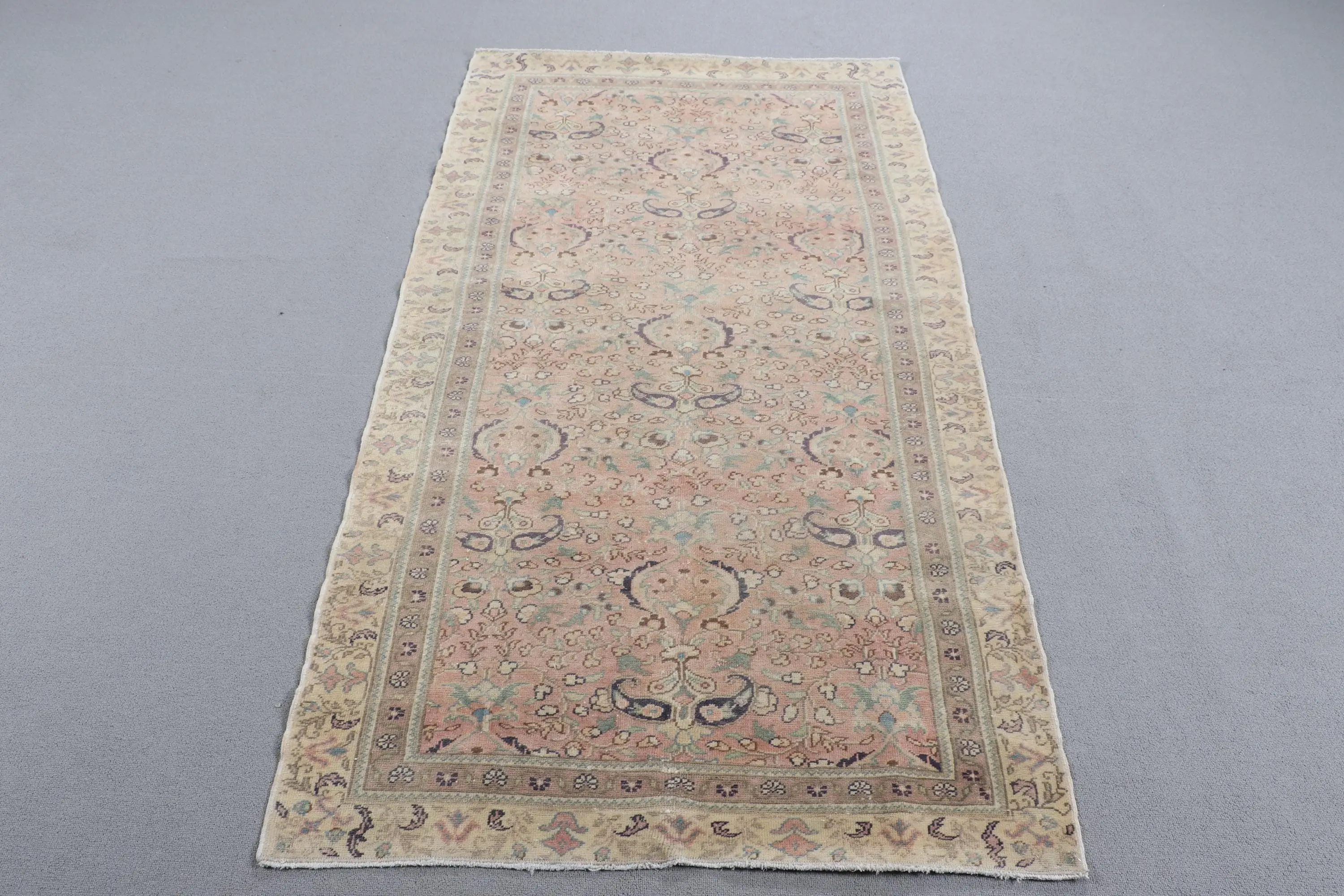Türk Vintage Halısı 3,2x6 ft (98x184 cm), Kahverengi Yün Halı - 1