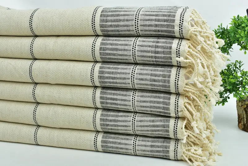 Handmade Gift, Gym Towel, Turkish Towel Hand Towel, Turkish Tea Towel, Employee Gifts, Personalized Gift, Organic Towel, 40x20 Linen Striped Towel - 3