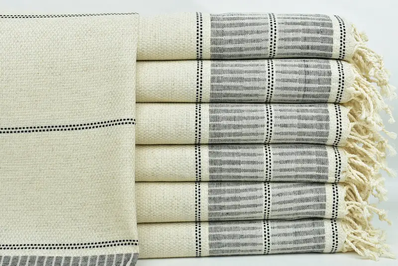 Handmade Gift, Gym Towel, Turkish Towel Hand Towel, Turkish Tea Towel, Employee Gifts, Personalized Gift, Organic Towel, 40x20 Linen Striped Towel - 1