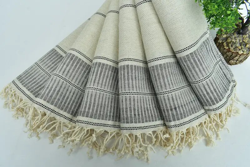 Handmade Gift, Gym Towel, Turkish Towel Hand Towel, Turkish Tea Towel, Employee Gifts, Personalized Gift, Organic Towel, 40x20 Linen Striped Towel - 4
