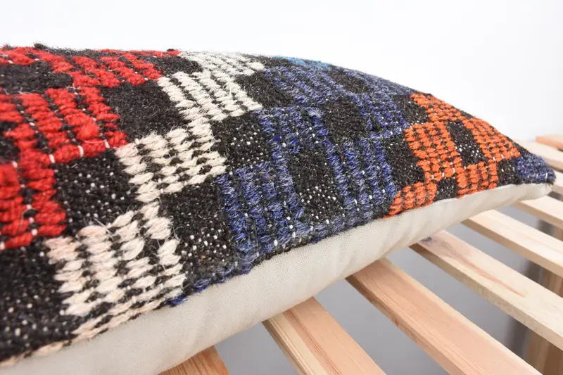 Pillow Cover, Kilim Cushion Sham, Vintage Pillow, Handmade Throw Pillow Sham, Turkish Kilim Pillow, 12x36 Blue Pillow, Comfy Throw Cushion Case - 7