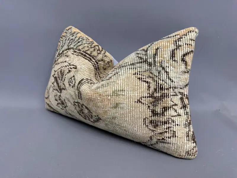 Interior Designer Pillow, Pillow Cover, Kilim Cushion Sham, Comfy Throw Cushion Cover, 12x20 Beige Pillow, Sustainable Pillow, Pillow for Couch - 3