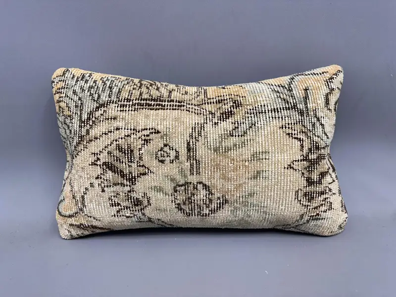 Interior Designer Pillow, Pillow Cover, Kilim Cushion Sham, Comfy Throw Cushion Cover, 12x20 Beige Pillow, Sustainable Pillow, Pillow for Couch - 4