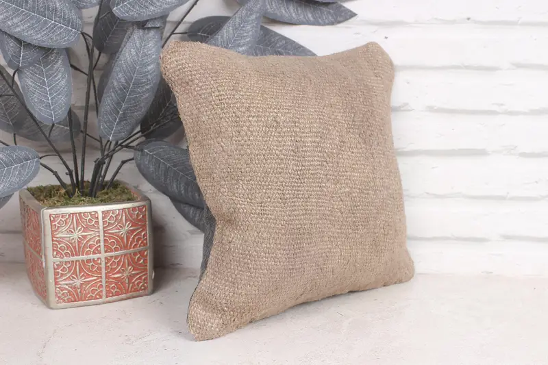 Meditation Cushion, Pillow, Interior Designer Pillow, Outdoor Bolster Cushion Cover, Vintage Kilim Pillow, Kilim Pillow, 12x12 Brown Pillow Case - 4