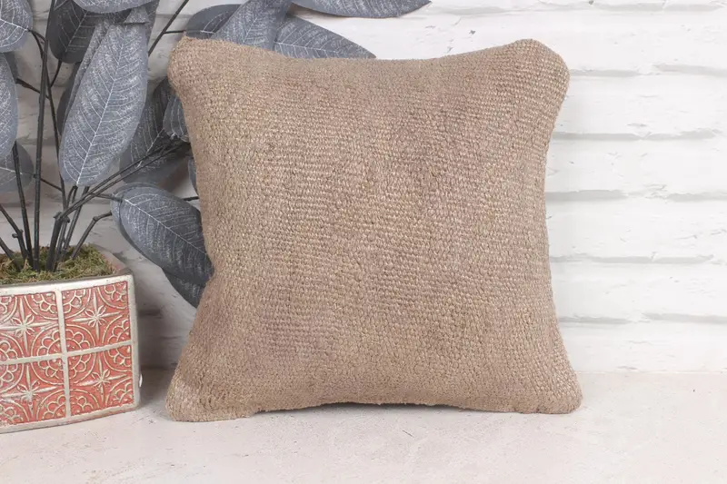Meditation Cushion, Pillow, Interior Designer Pillow, Outdoor Bolster Cushion Cover, Vintage Kilim Pillow, Kilim Pillow, 12x12 Brown Pillow Case - 1