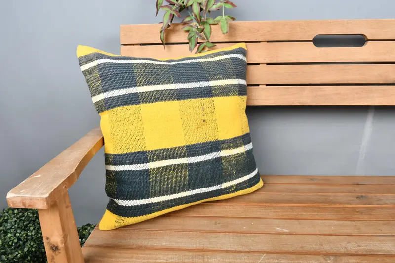 Gift Pillow, Pillow Sham, Pillow for Sofa, Cotton Pillow, 18x18 Yellow Pillow, Patio Pillow Sham, Boho Pillow, Nautical Throw Cushion - 1