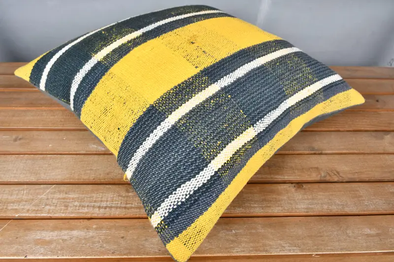 Gift Pillow, Pillow Sham, Pillow for Sofa, Cotton Pillow, 18x18 Yellow Pillow, Patio Pillow Sham, Boho Pillow, Nautical Throw Cushion - 2