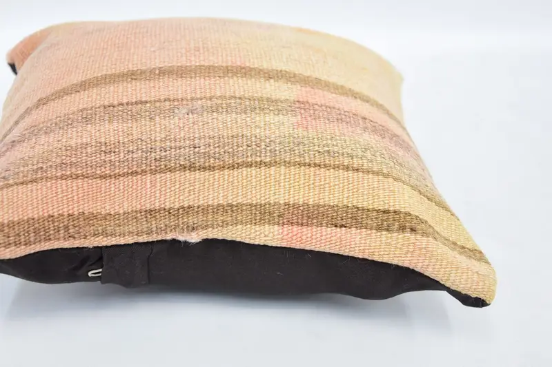 Handmade Kilim Cushion, Handwoven Cushion Cover, Pillow Case, Kilim Pillow Cover, 12x12 Beige Cushion Case, Kilim Cushion Sham - 5