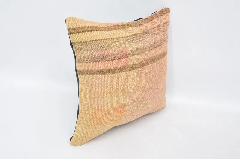 Handmade Kilim Cushion, Handwoven Cushion Cover, Pillow Case, Kilim Pillow Cover, 12x12 Beige Cushion Case, Kilim Cushion Sham - 3