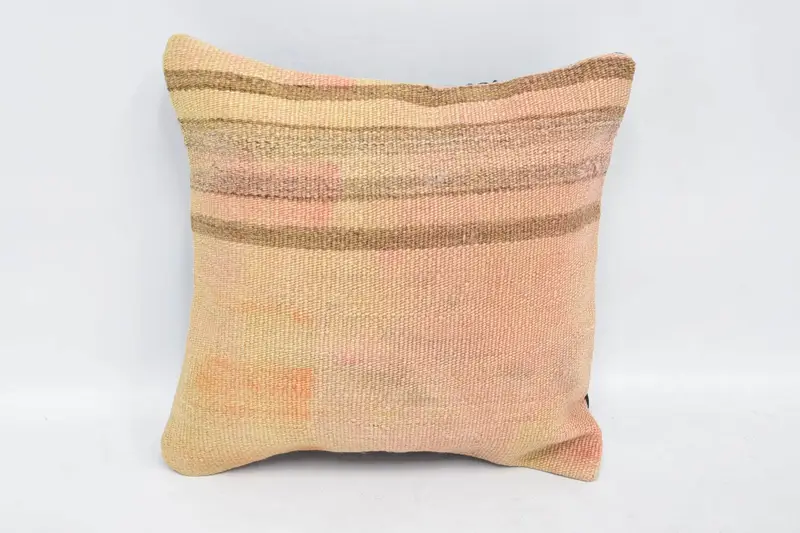 Handmade Kilim Cushion, Handwoven Cushion Cover, Pillow Case, Kilim Pillow Cover, 12x12 Beige Cushion Case, Kilim Cushion Sham - 1