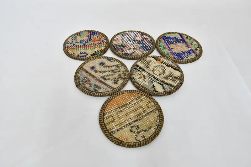 Juego de posavasos beige y bronce, posavasos de alfombra duraderos y elegantes