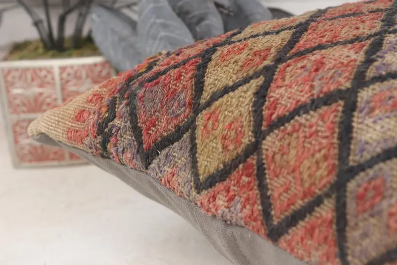 Turkish Corner Pillow Cover, Pillow for Sofa, Pillow Cover, Vintage Kilim Pillow, 16x16 Brown Pillow Cover, Vintage Pillow - 7
