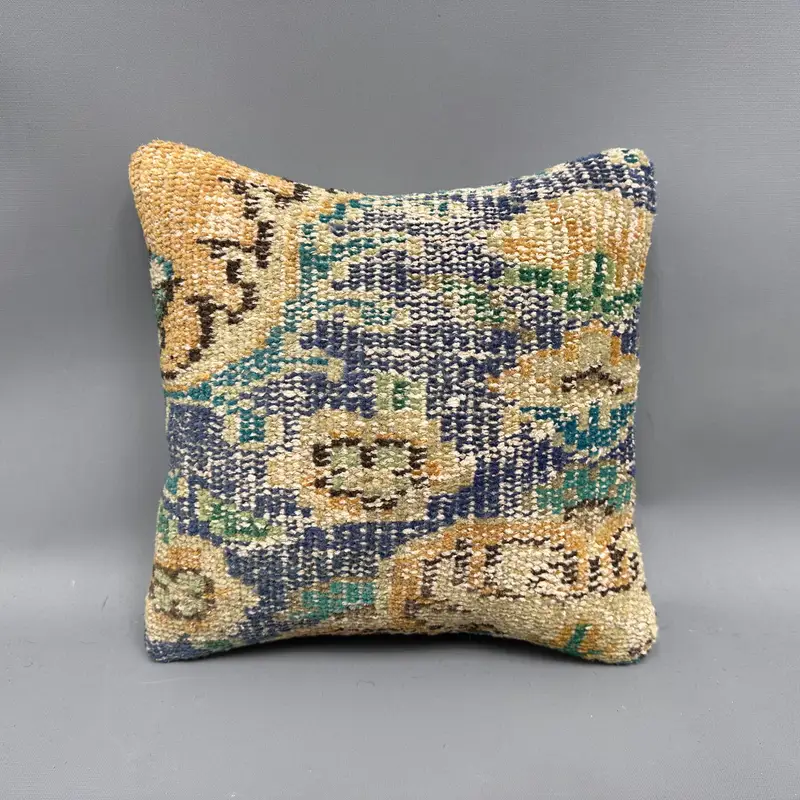 12x12 Yellow Cushion Case, Decorative Throw Cushion Cover, Vintage Pillow, Vintage Kilim Pillow, Cushion, Square Throw Pillow Sham, Gift Pillow - 4