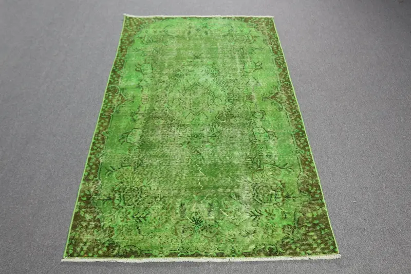 Zarif Yeşil Oryantal Halı, 3,4x6,2 ft Şık Dekor