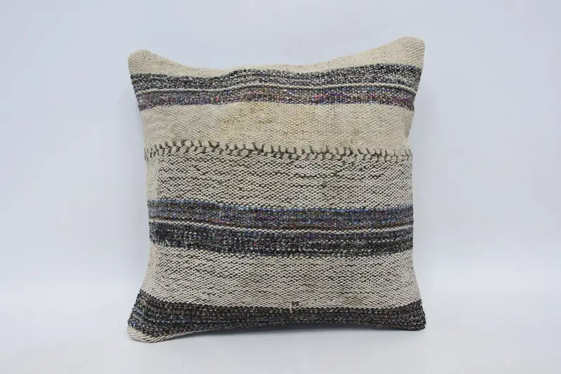 Antique Pillows, Handmade Throw Cushion Case, Vintage Kilim Throw Pillow, Pillow Sham, Pillow for Couch, 14x14 Beige Cushion Case - 1