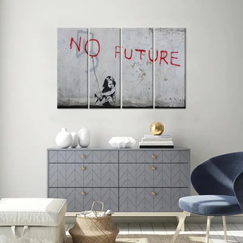 Banksy No Future, No Future Canvas, Banksy Girl Art, Girl Graffiti Decor, Modern Canvas Art, Banksy Wall Art, Home Decor Art, Wall Art Decor - 3