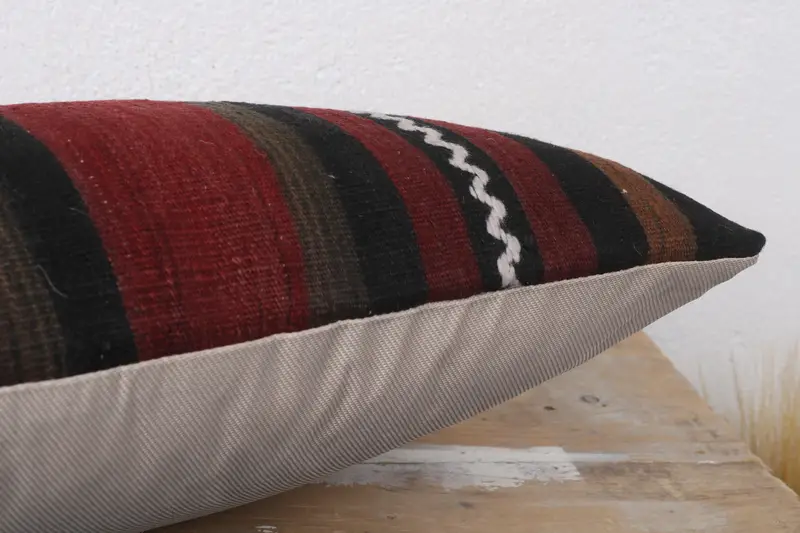 Indoor Pillow Sham, Kilim Cushion Sham, Ethnic Cushion, Ethnical Kilim Rug Pillow, Cushion Cover, Boho Pillow Sham Cover, 12x20 Purple Cushion Cover - 6