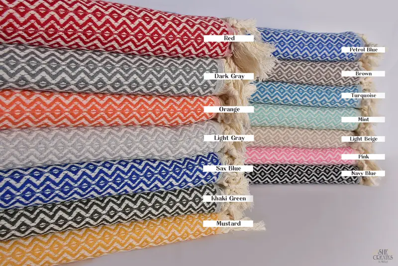 96x80 Cotton Diamond Towel, Best Friend Gift, Halloween Bachelorette Party, Best Wedding Gift, Boho Throw Blankets, Turkish Blanket, Custom Blanket - 1